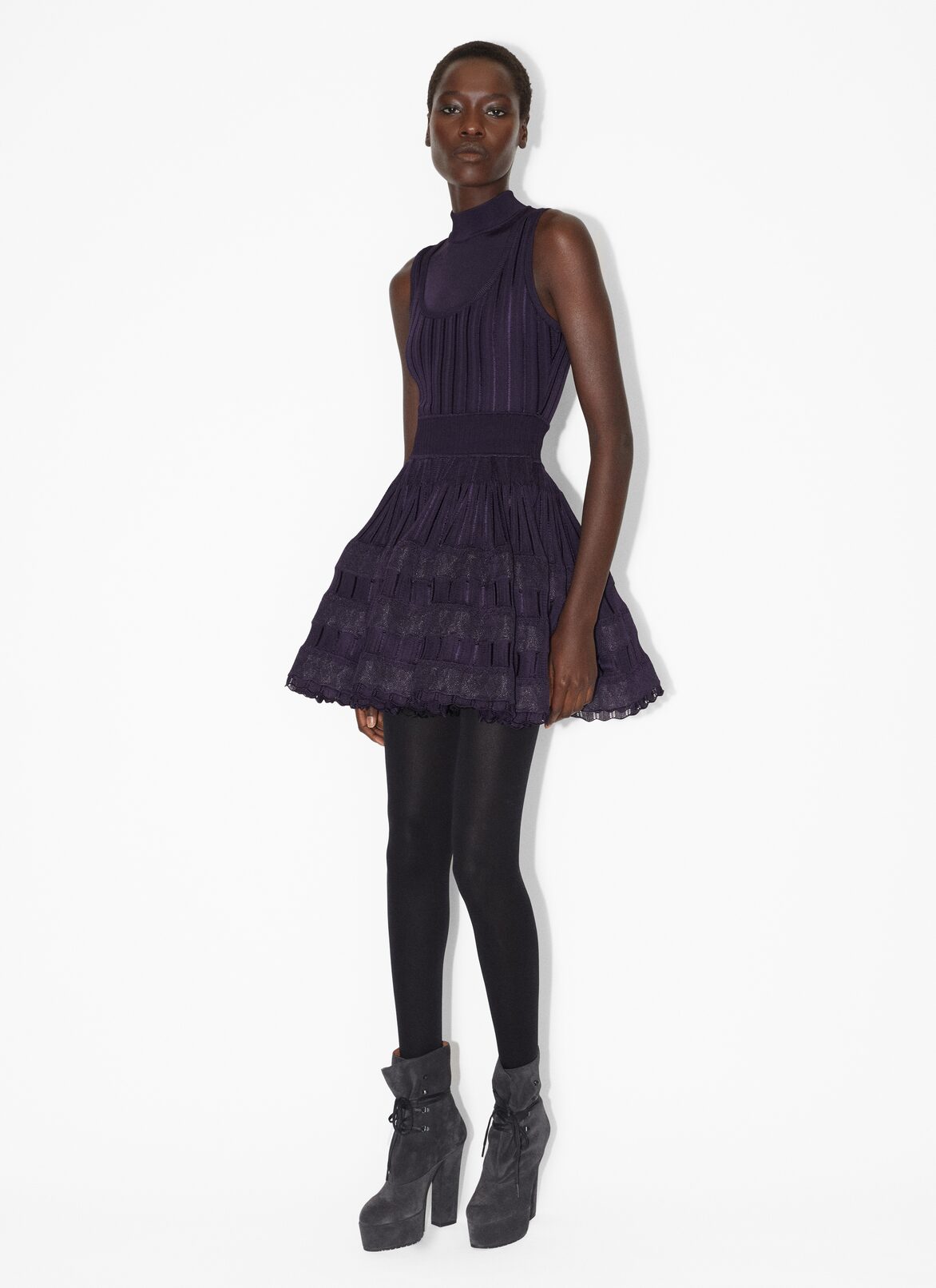 Shiny crinoline dress ALAÏA PURPLE SHINY CRINOLINE DRESS
